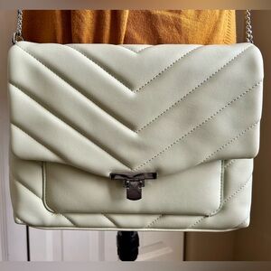 Sage Green Quilted Crossbody Bag Chain Strap Flap Purse Minimalist A New Day